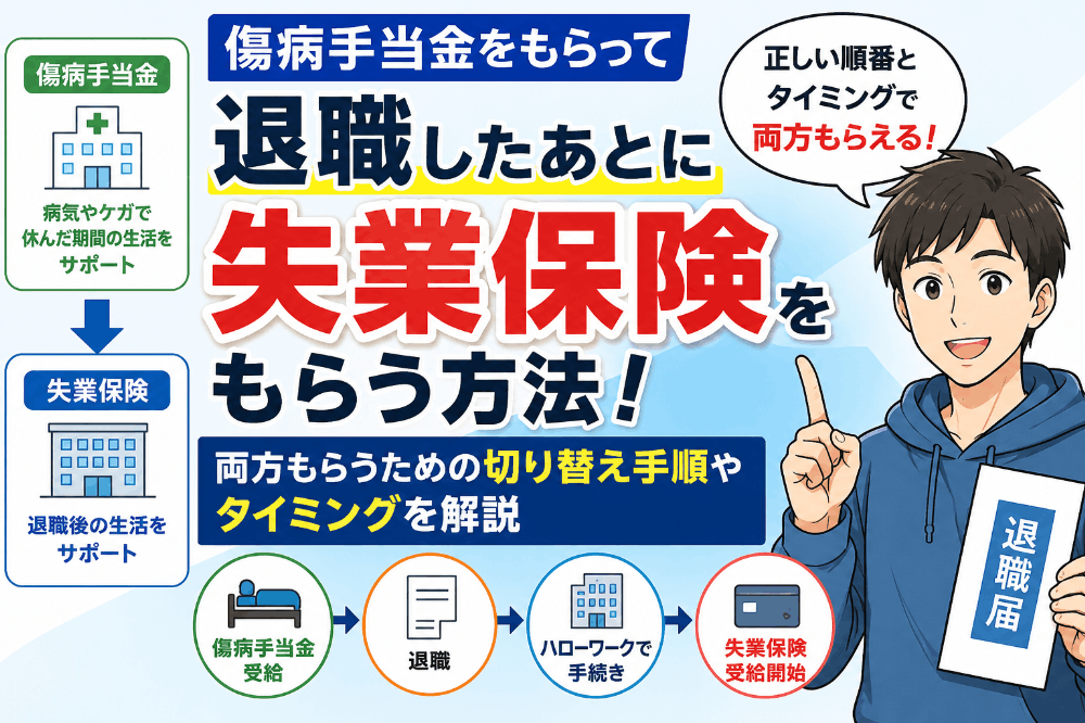 傷病手当金をもらって退職したあとに失業保険をもらう方法！両方もらうための切り替え手順やタイミングを解説