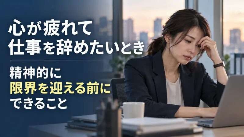 心が疲れて仕事を辞めたいと思ったときの対処法！精神的に限界を迎える前にできること
